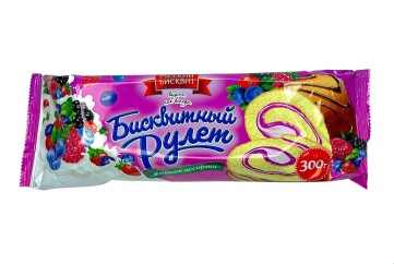 Русский Бисквит Рулет 300г Россия (ягодное ассорти)